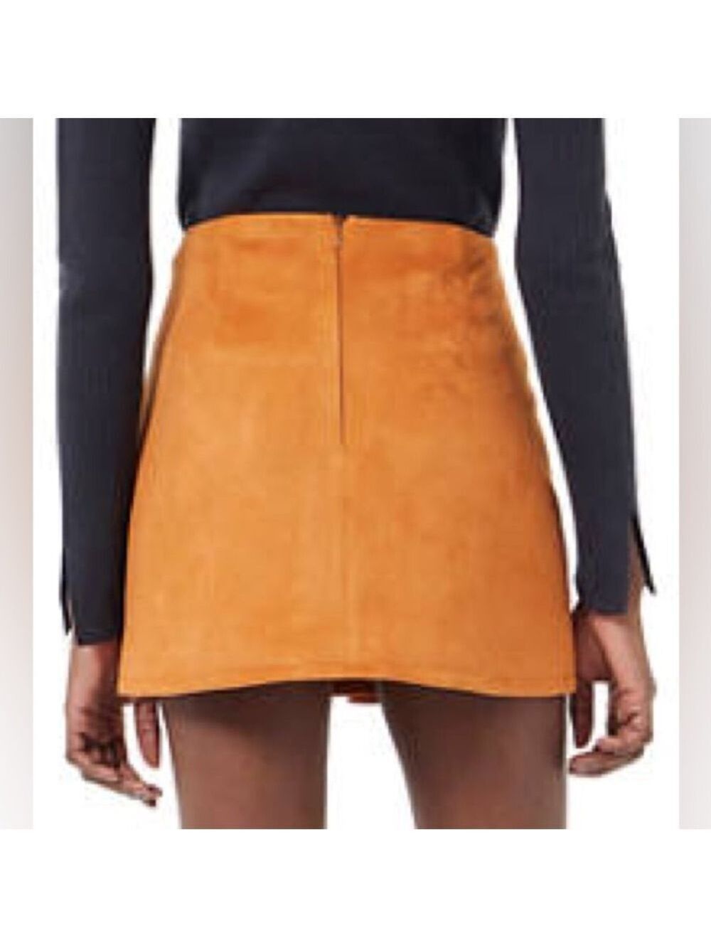 🎩🗝️ NWT $98 French Connection
Patty Drape Mini Skirt Saffron Spice - Picture 4 of 8